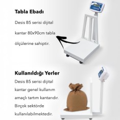 Desis B5 Elektronik Tartım Kantarı 600KG - 80x90CM