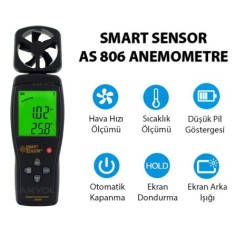 Smart Sensor AS 806 Rüzgar Hızı Ölçer | 0-45 m/s Hava Hızı