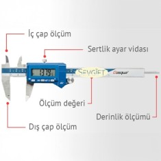 Dasqua Blu 2015-1005-A Dijital Kumpas IP67 Korumalı | 0-150 mm