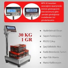 MPK-30 Paslanmaz Masaüstü Kantar 30KG / 1GR