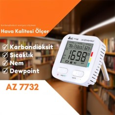AZ 7732 Karbondioksit Sıcaklık Nem Ölçer | Sadece Pil İle Çalışır