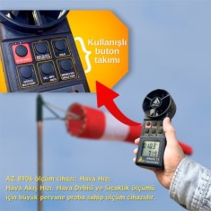 AZ 8906 Profesyonel Hava Hızı ve Hava Debisi Ölçer