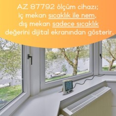 AZ 87792 Alarmlı İç ve Dış Sıcaklık Göstergesi | İç Nem Ölçerli