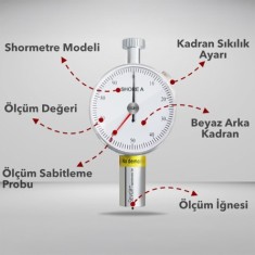 LXA2 Shore A Sertlik Ölçer, Shoremetre | Çift İğneli Durometre | M02A