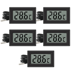 Mini Dijital Termometre Kablolu Prob | Panel Tip Sıcaklık Ölçer -50°C +110°C  (5´ li Paket)