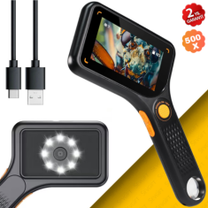 Dijital Ekranlı El Mikroskobu 500X | Otomatik Odaklamalı Taşınabilir Mini Mikroskop