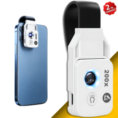 Telefon Mikroskobu | 200X Büyütme | LED Aydınlatmalı | Akıllı Telefon Kamerasına Takılan