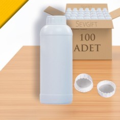 HDPE Plastik Numune Saklama Şişesi 1000 ML Geniş Boyunlu | Gıda Uyumlu | Kimyasala Dayanıklı (100'lü Paket)