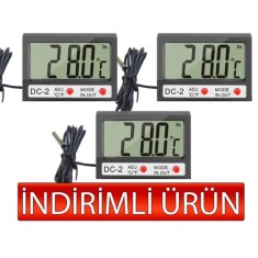 DC-2 Mini Kablolu İç-Dış Termometre Saat (3´ lü Paket)