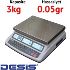 Desis AHC Dijital Hassas Sayıcı Terazi - Hassasiyet: 0.05 gr. Max: 3 kg.