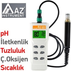AZ 84051 Combo Su Kalite Ölçüm Seti (PH, İletkenlik, Tuzluluk, Çözünmüş Oksijen ve Sıcaklık)