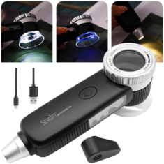 TH-8019 30X Ayarlanabilir Çoklu Işıklı USB Şarjlı El Büyüteci