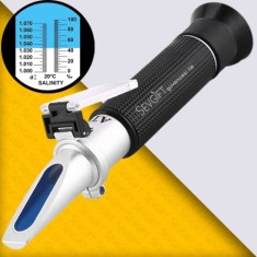 Tuzluluk ve Yoğunluk Ölçer Refraktometre | Dürbün Tip ATC Akvaryum, Deniz Suyu Brix Ölçer