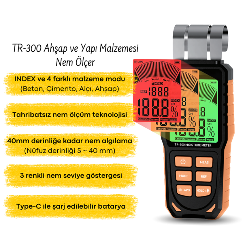 TR-300 ahşap nem ölçer